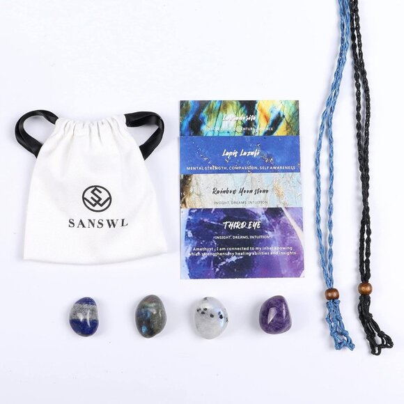 Healing Crystal Necklace Set Cord Cage Real Crystal Healing Stone for Women Teen - Picture 7 of 7